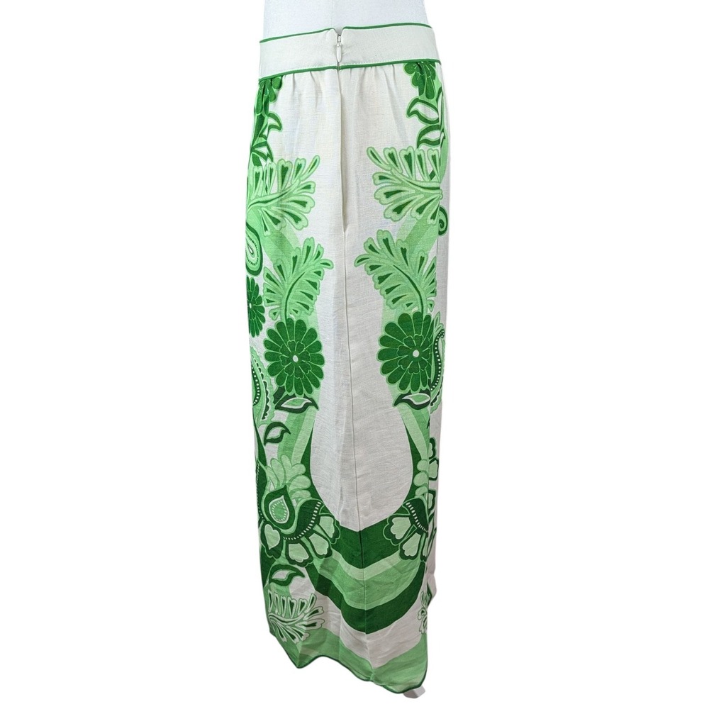 Anthropologie Farm Rio Festival Euroflax™ Midi Skirt Medium Green Linen NWT - Picture 3 of 8